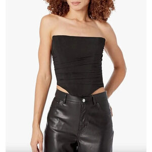 BRAND NEW Steve Madden Women's Size Large Dahlia Corset Boning Zip Up Top Black